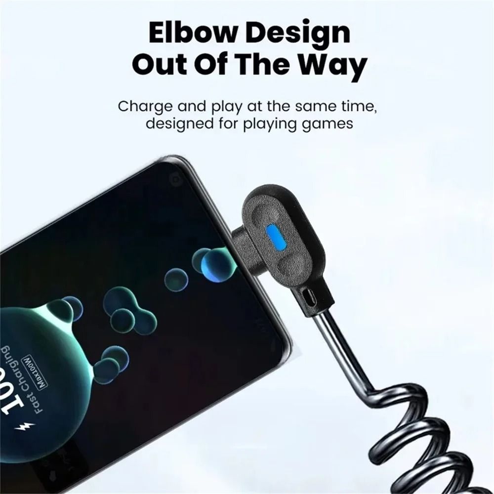 High-Speed 6A Retractable Spring USB-C Fast Charging Cable