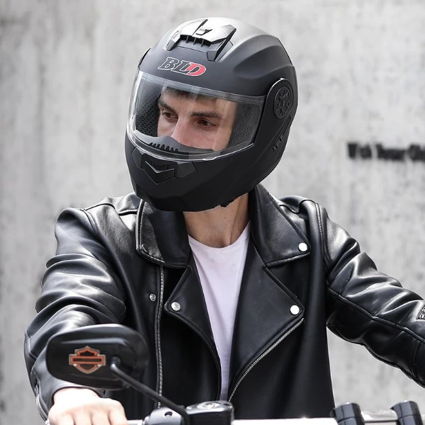 Dual Lens Flip Up Modular Full Face Motorcycle Helmet for Men and Women with UV Visor and Racing Protection