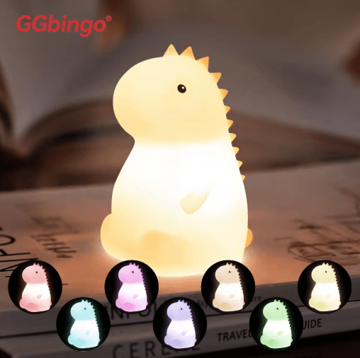 Cute Pear Duck Night Light – 7-Color Touch Control USB Rechargeable Silicone Lamp