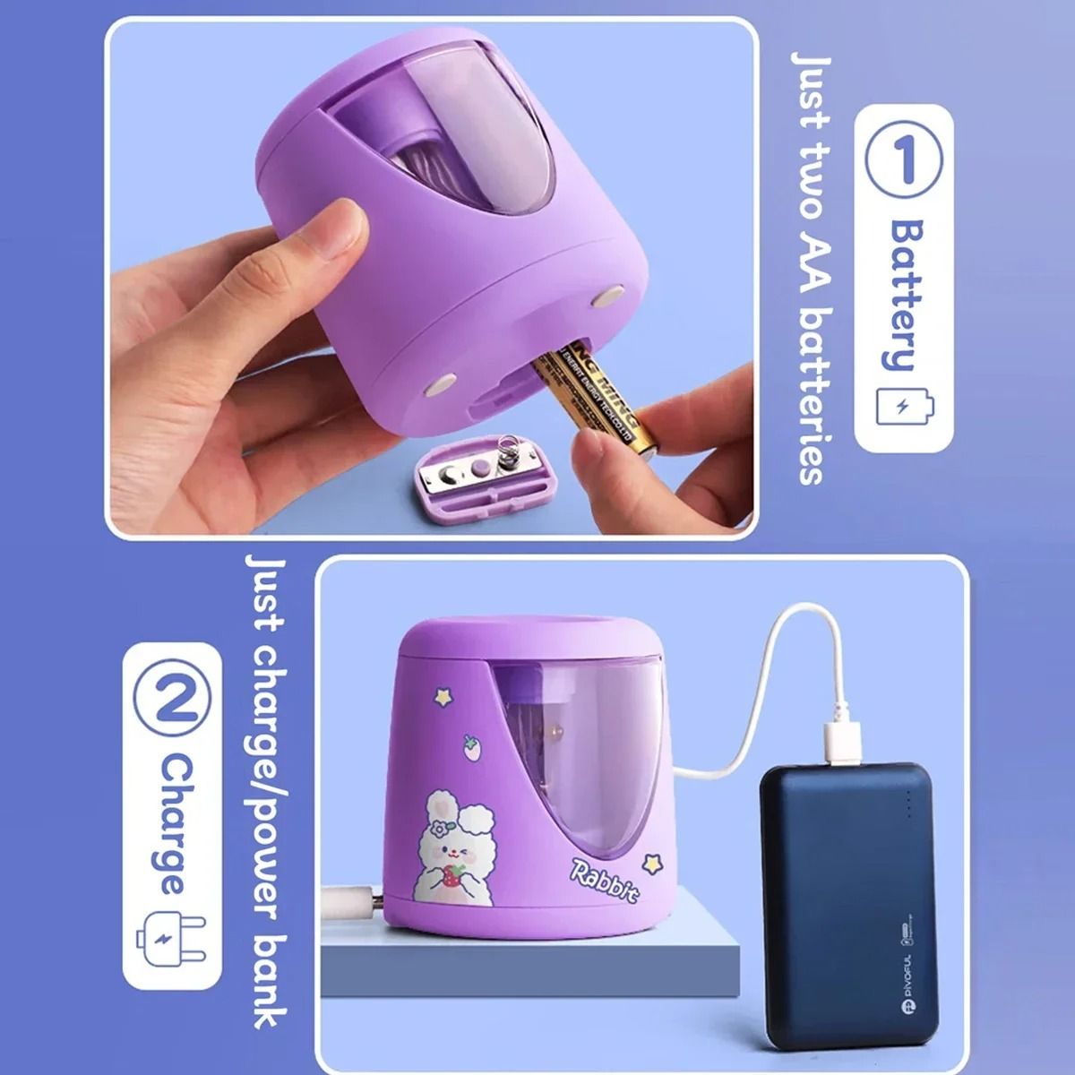 Electric Automatic Pencil Sharpener Cartoon Space Design Kids School and Office Stationery