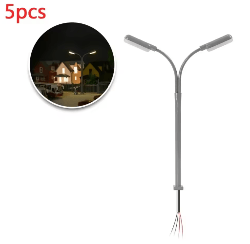 5 Piece Mini LED Street Lamp Set – 1 160 Scale Model Train & Miniature Garden Lighting