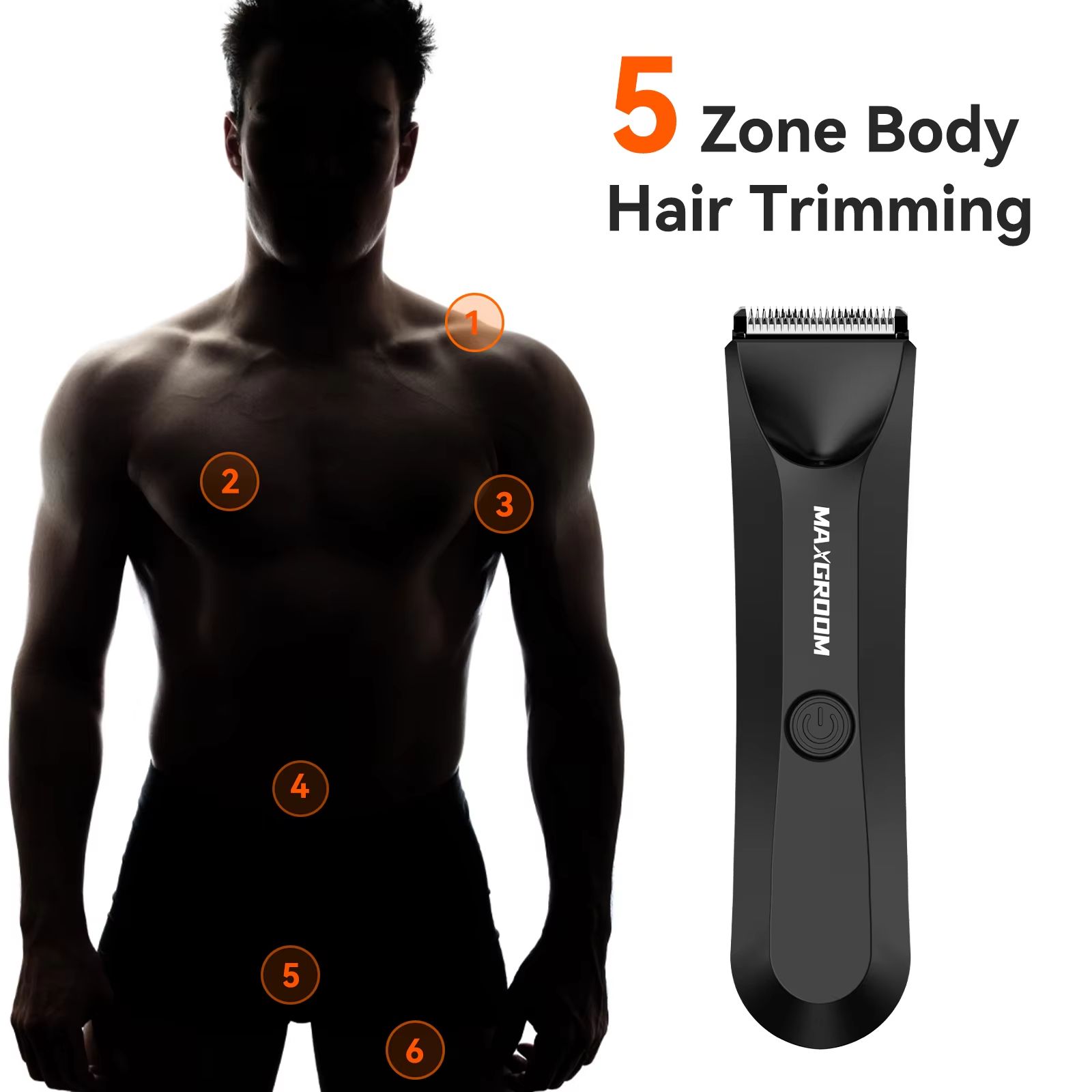 MAXGROOM Body Hair Trimmer for Men – Waterproof Electric Ball Trimmer with Replaceable Ceramic Blade