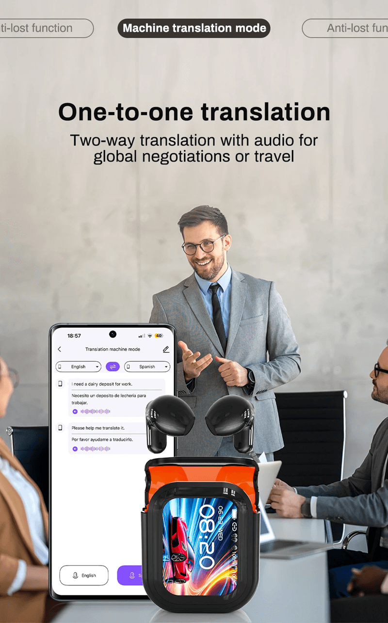 LinguaSync Bluetooth Translation Earbuds with Waterproof Design