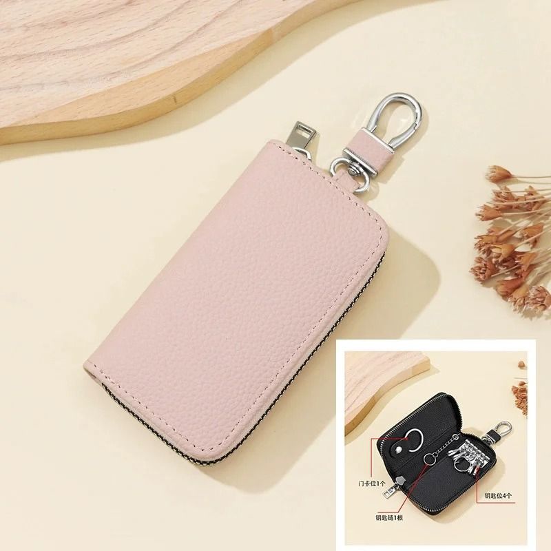Mens Waist Key Pouch Large Capacity PU Leather Zipper Key Holder