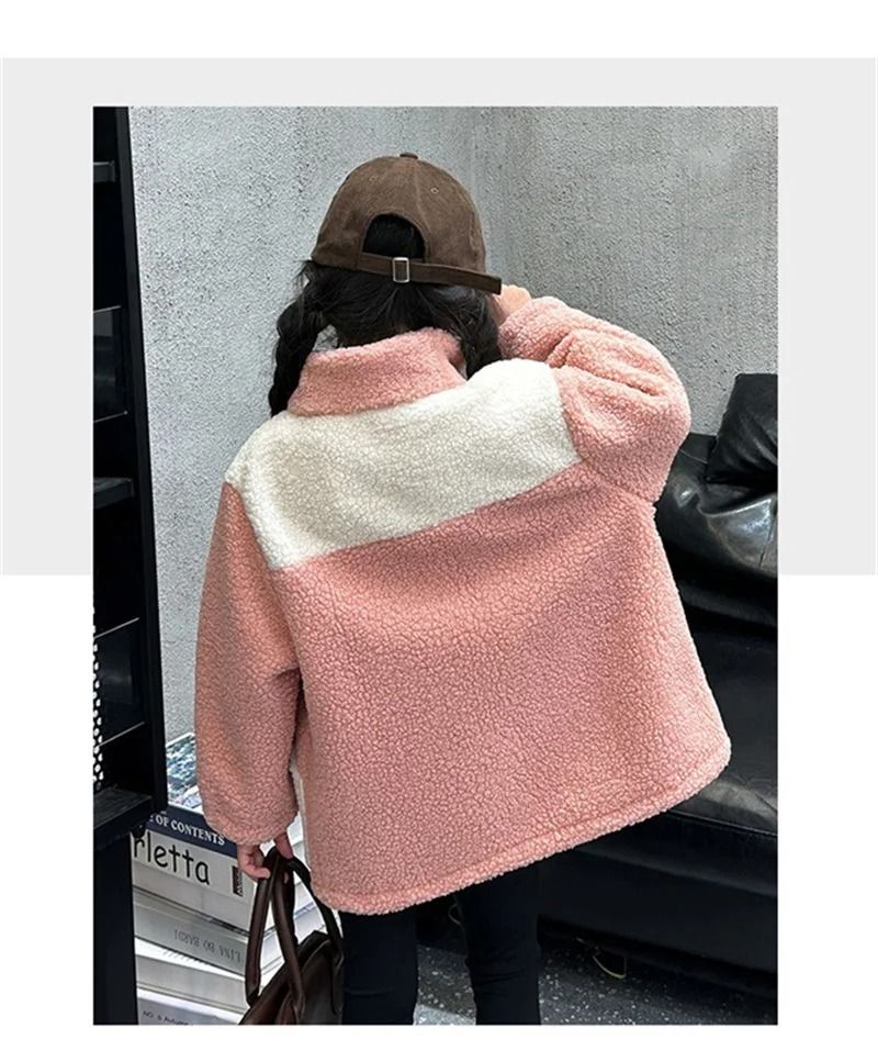 Girls Lamb Wool Winter Jacket Warm Velvet Lined Kids Padded Coat