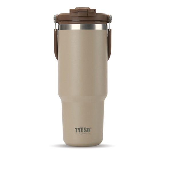 Stainless Steel Large-Capacity Thermoses, Dual-Drink Coffee Mug, Handle Vacuum Cup, Hot Cold Retention Ice Cup