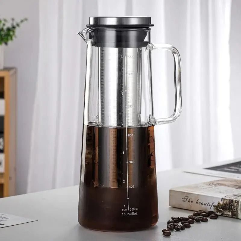 Leeseph Airtight Cold Brew Coffee Maker and Tea Infuser 1.0L Glass Carafe
