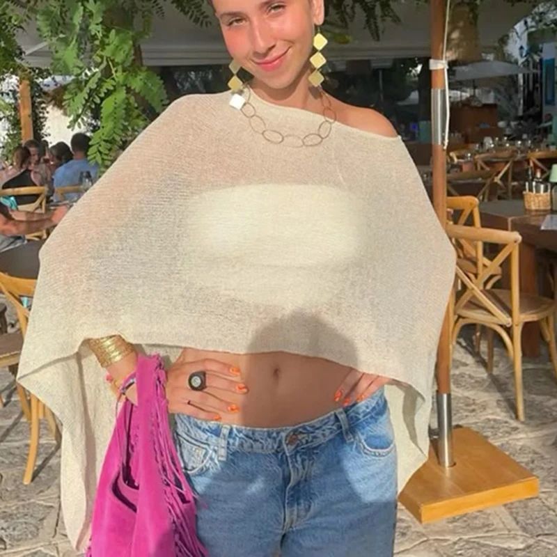 Boho Knitted Crop Top Beach Cover Up