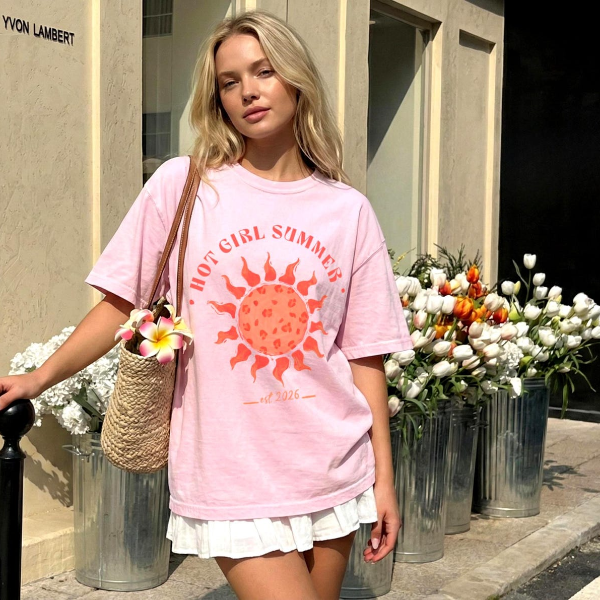 Hot Girl Summer Shirt Trendy Sunshine Graphic Tee Cute Beach Vibes Outfit
