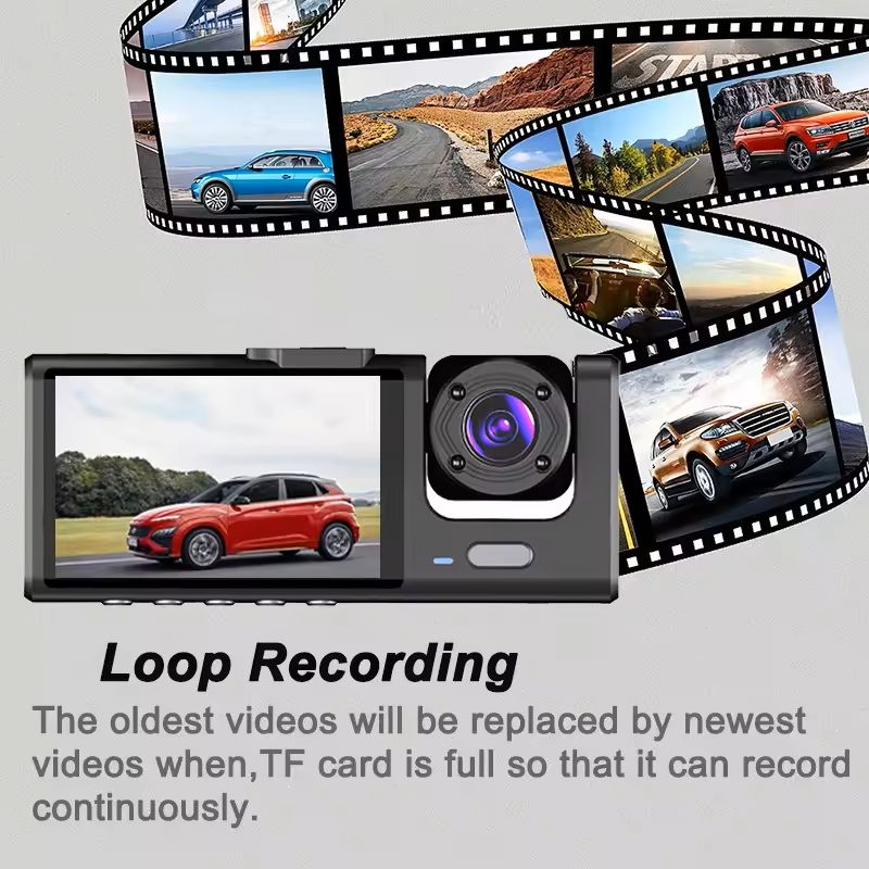 1080P Car Dash Cam with Front and Rear Cameras and Night Vision