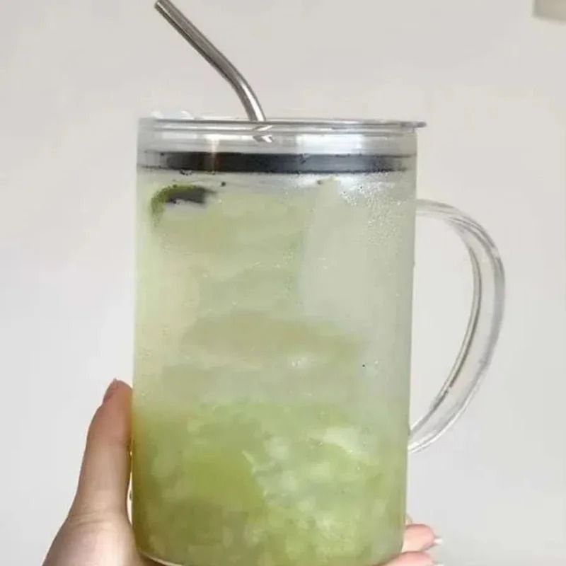 1000ML Transparent Glass Tumbler – High-Performance Drinking Cup with Lid & Straw