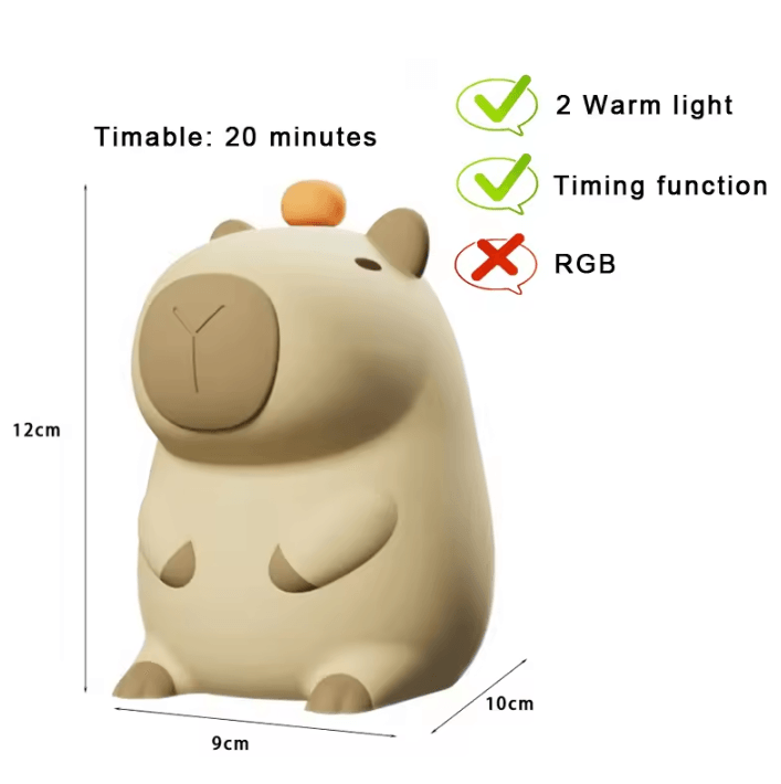 USB Rechargeable Kids Night Light – Cute Capybara Animal Lamp