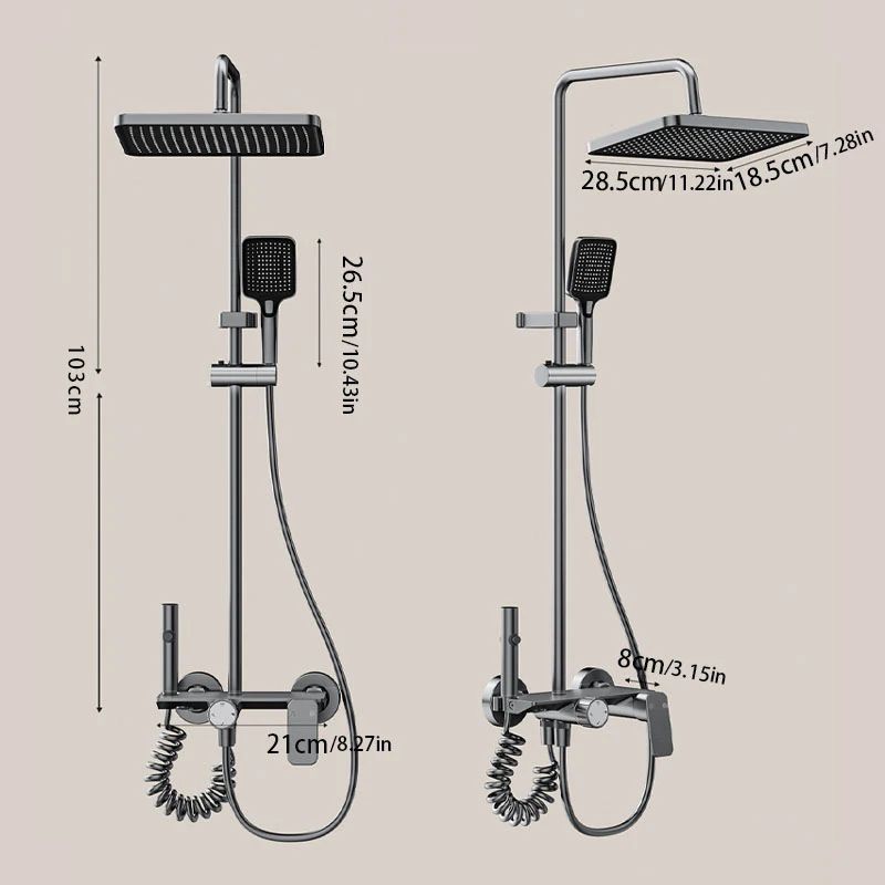 Gunmetal Gray Bathroom Shower System Set