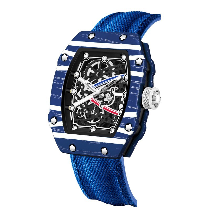 Ultra Thin Barrel Shape Quartz Watch Nylon Strap Stylish Casual Timepiece