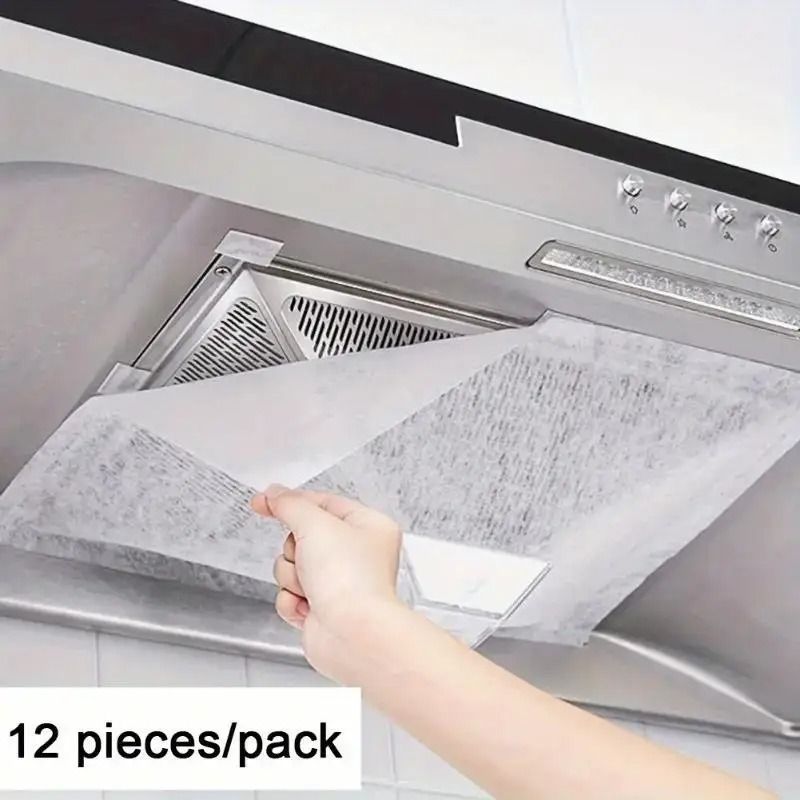 12-Pack Heavy-Duty Range Hood Filters – Oil-Absorbing Mesh Covers for Kitchen Ventilation