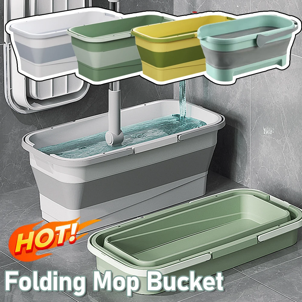 Foldable Mop Bucket Large Rectangular Laundry Barrel, Space-Saving Reusable Household Cleaning Basin