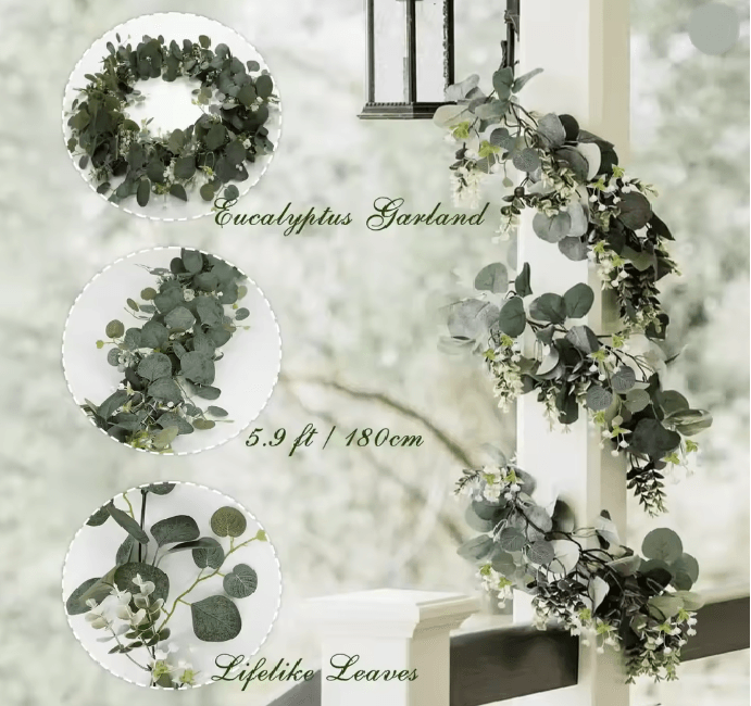 Elegant Eucalyptus And White Berry Greenery Garland