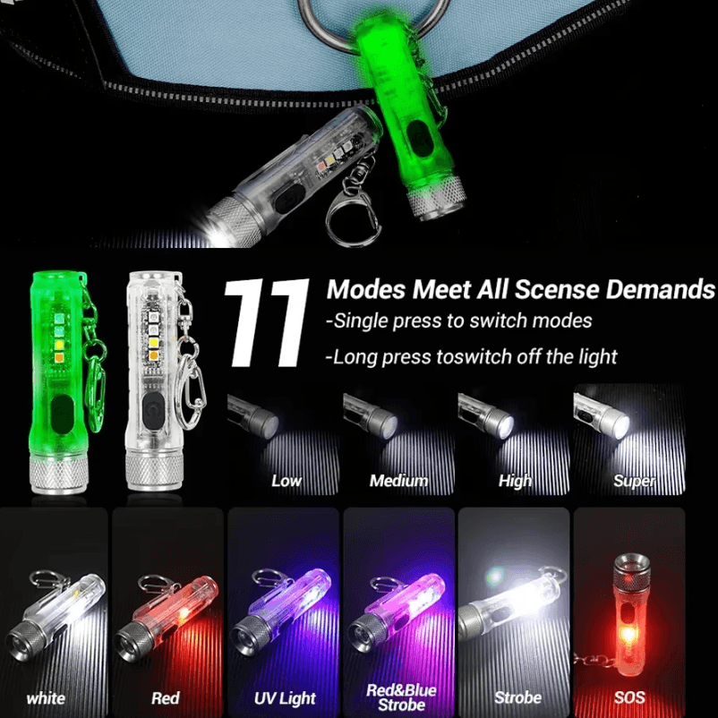 Mini LED Rechargeable Keychain Flashlight with Magnetic Base and Long Range Beam