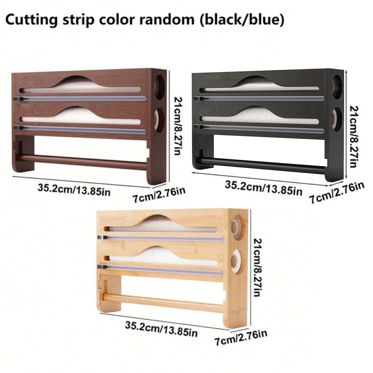 Bamboo Wall Mounted Cling Film and Foil Cutter Organizer
