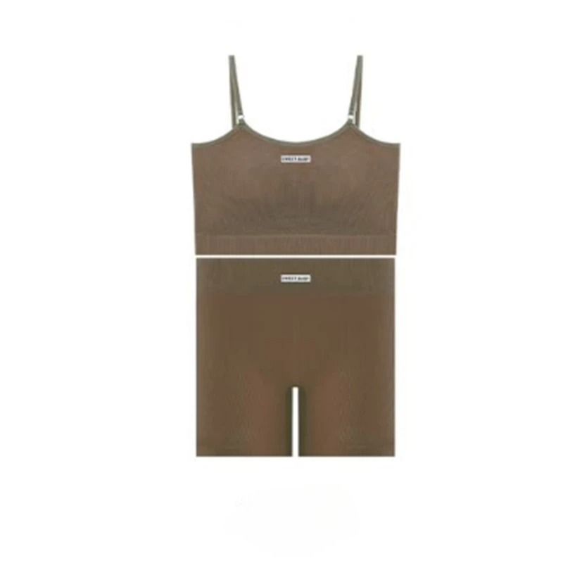 Women Seamless Yoga Wear Set with Halter Vest and Pants