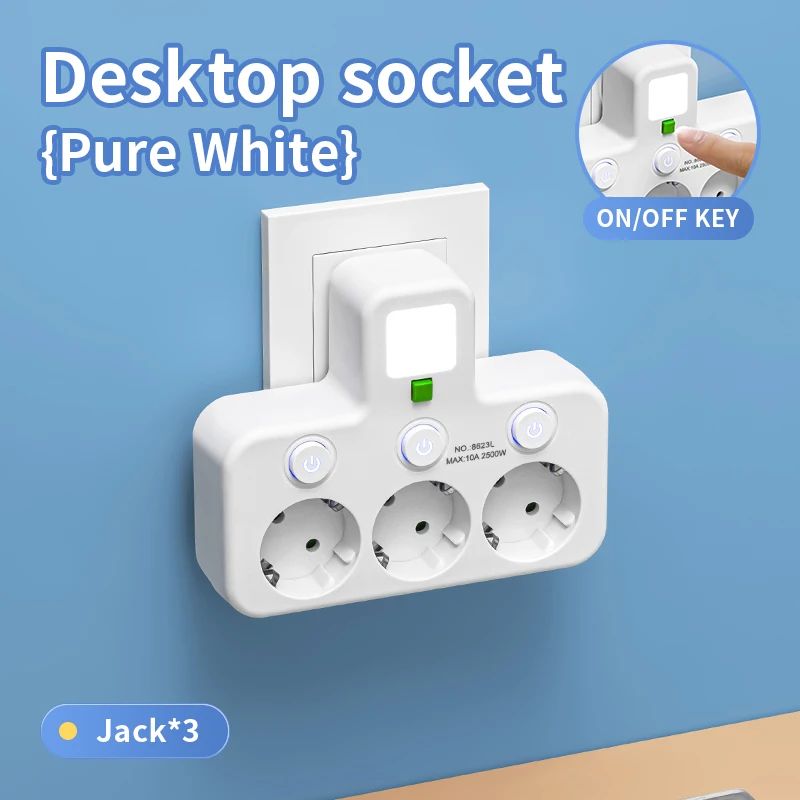 EU Power Strip with USB Charger and Separate Switches