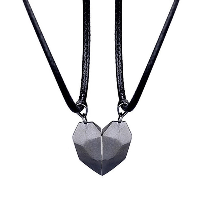 Magnetic Heart Couple Pendant Necklace Electrocardiogram Good Simple Quality Pendant Splicing Necklace Valentine's Day