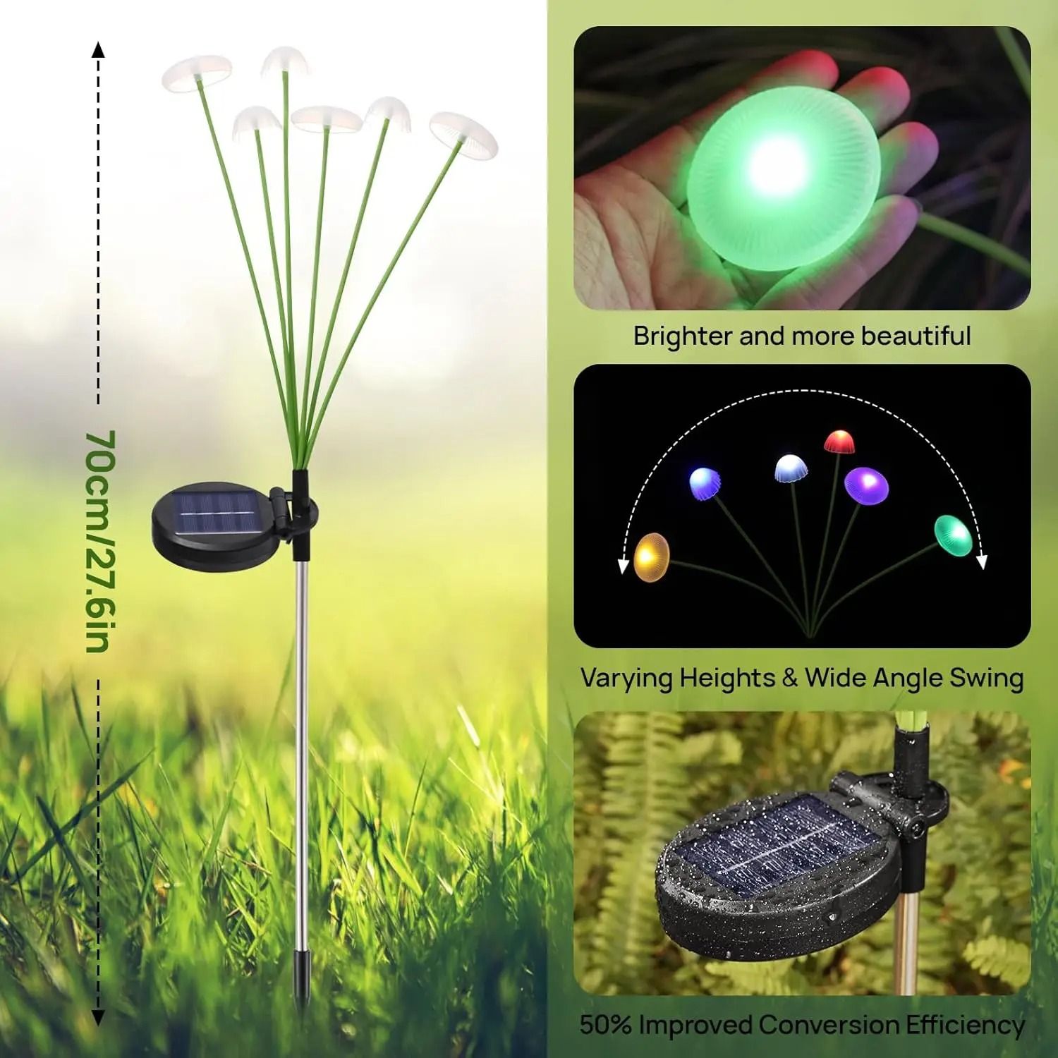 Solar Mushroom Garden Lights Dual Mode Waterproof LED Outdoor Yard Decor