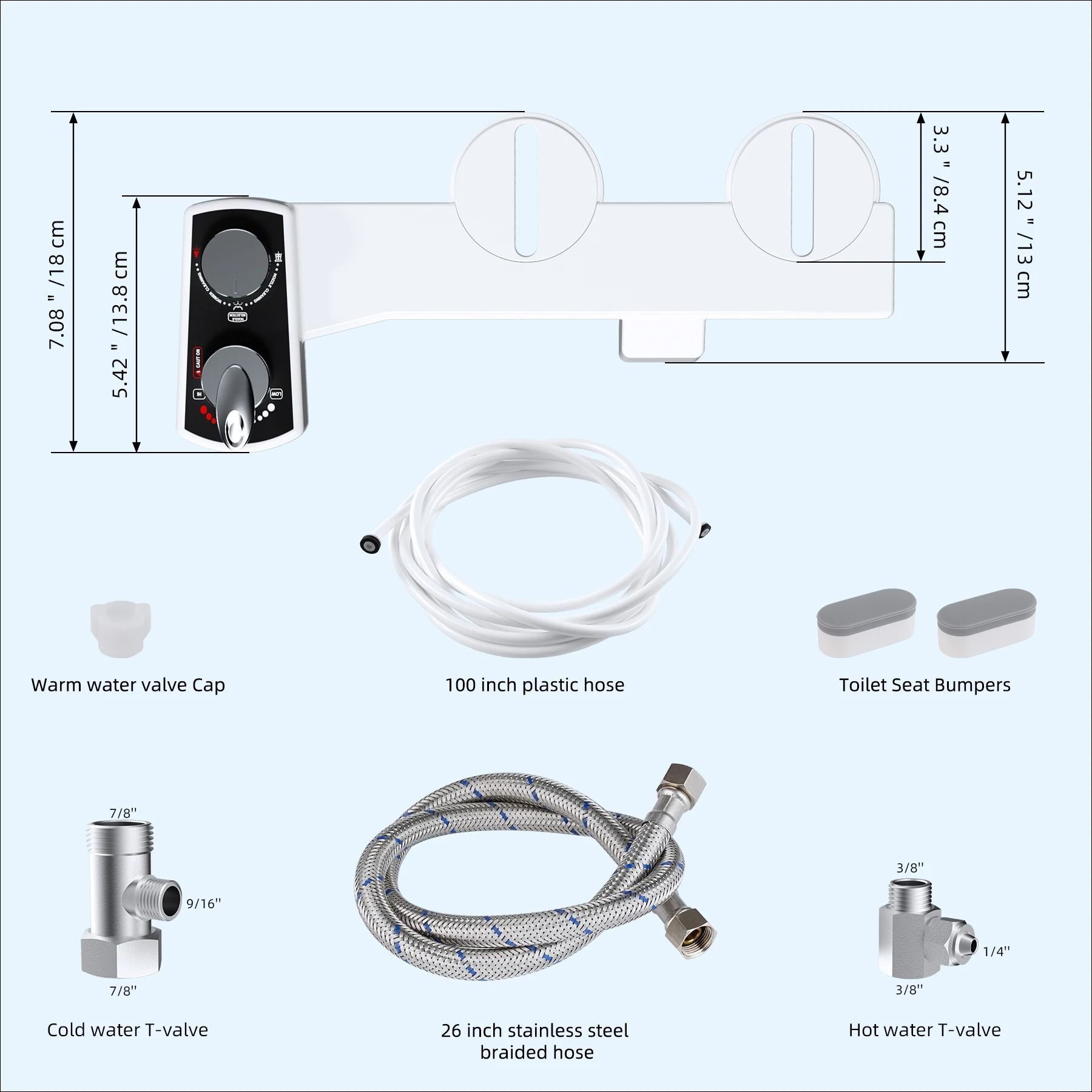 Adjustable Hot and Cold Dual Nozzle Bidet Attachment
