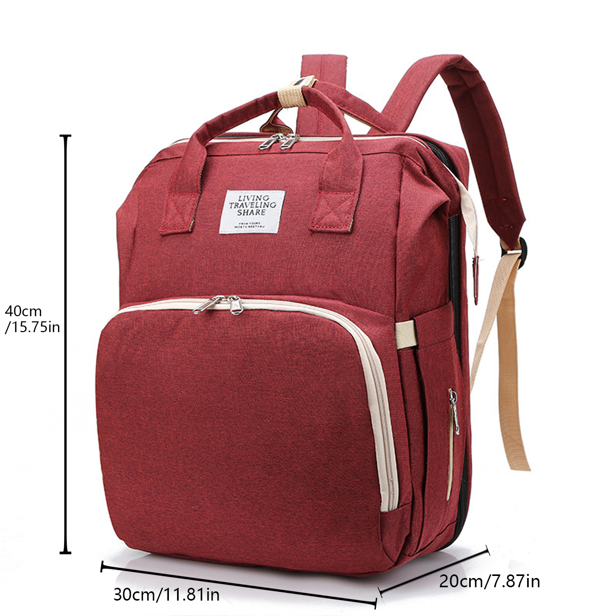 Fold able Bed Diaper Bag with Changing Station, Insulated Pocket, Large Capacity, Multi-Functional Double Shoulder