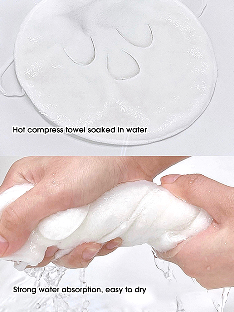 Skin friendly hot compress towel hanging ear, steam heating and cold hot compress face towel, wet irrigation therapy