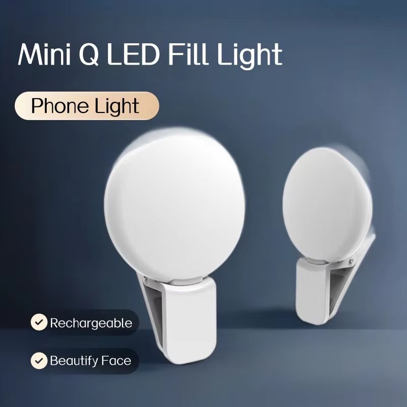 Portable LED Selfie Ring Light Clip On Phone Camera Light with Adjustable Brightness