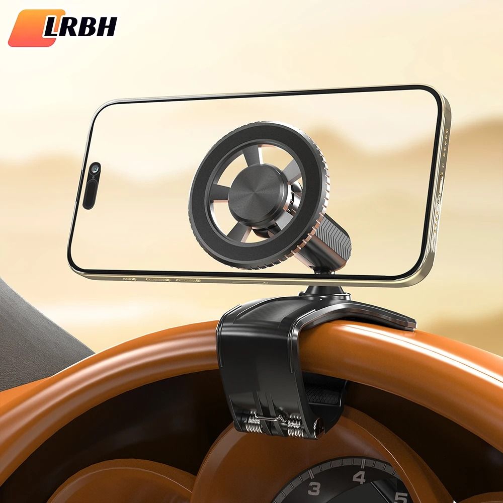 Magnetic 360 Rotating Dashboard Car Phone Holder | Heavy-Duty Compression Clamp for 4–7in Smartphones