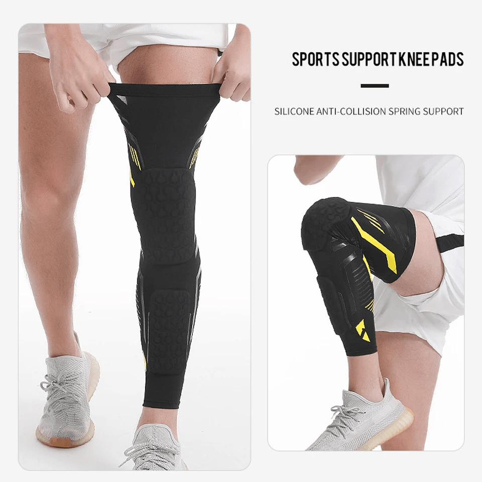 FlexGuard Knee Compression Sleeve Long Padded Support for Soccer, Running & Sports Recovery