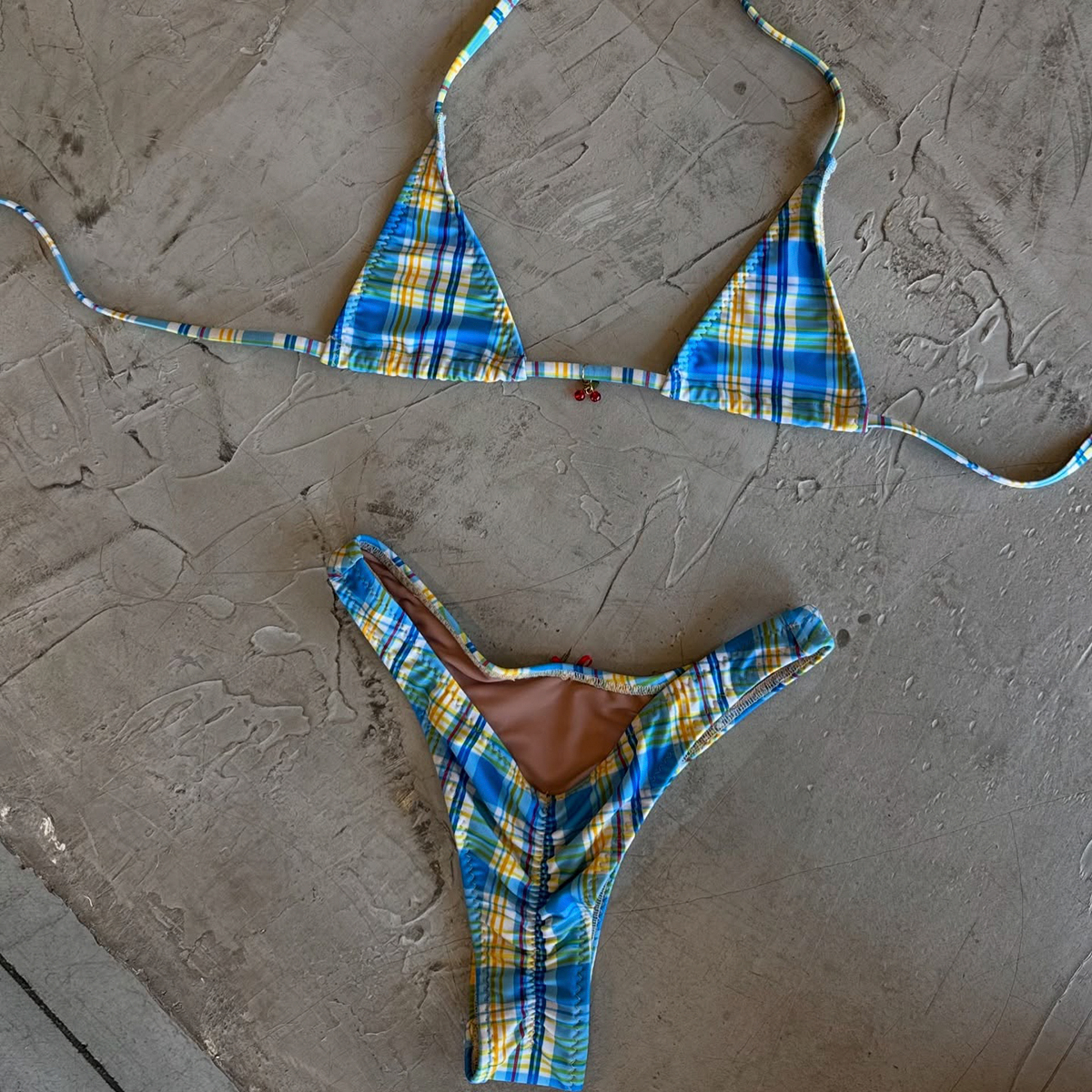 Female Brazilian Bikini Set, Women Swimsuit Swimwear, Plaid Bathing Suit Beachwear