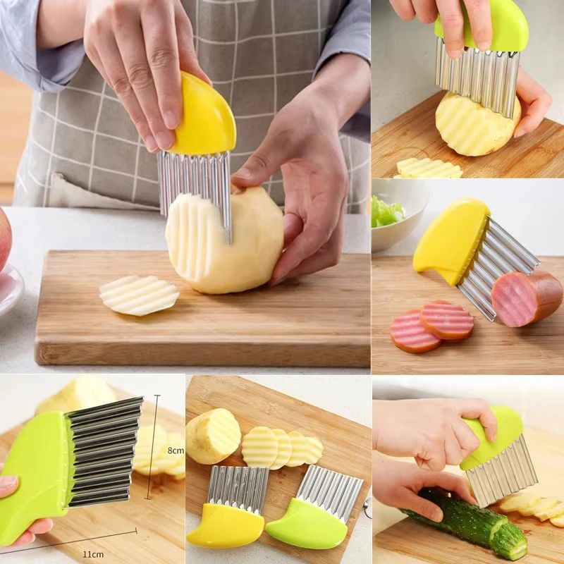Ultimate Crinkle Cut Potato Slicer & Wavy Vegetable Cutter – Manual French Fry Maker