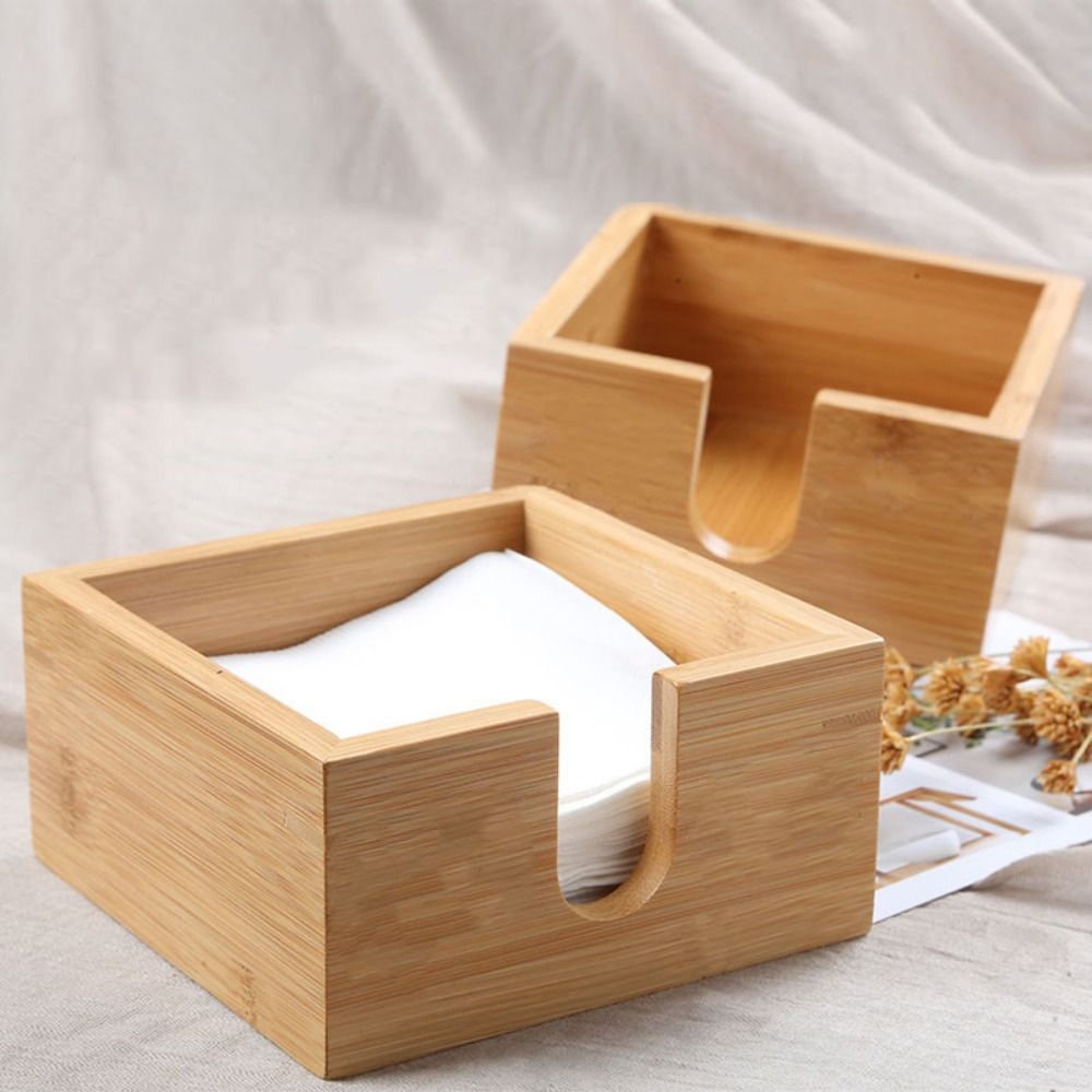 Bamboo Tissue Box Holder for Napkins Multi-function Case Drink Dispenser Living Room Dining Table Restaurant Accessory