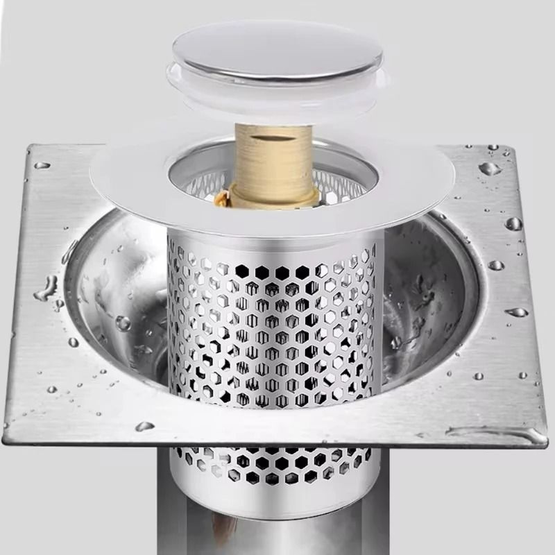 Stainless Steel Pop-Up Sink Stopper with Hair Catcher and Anti-Odor Bounce Core for Bathroom and Shower