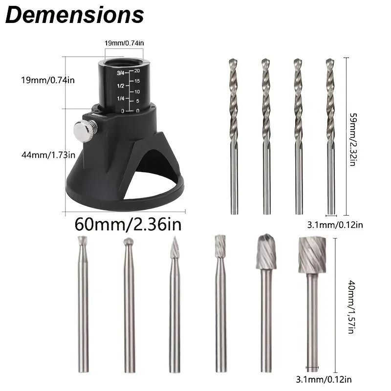 Rotary Multi Tool Cutting Guide Attachment with Router Bits Set