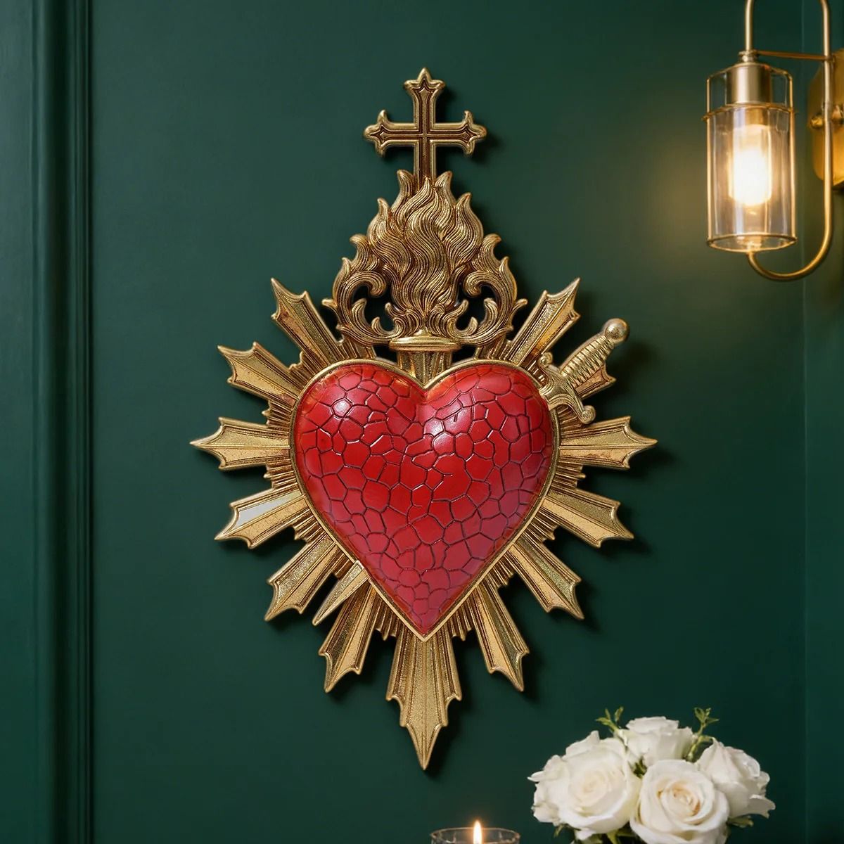 Flame Heart Arrow Wall Decor Resin Love Pendant Romantic Room Decoration