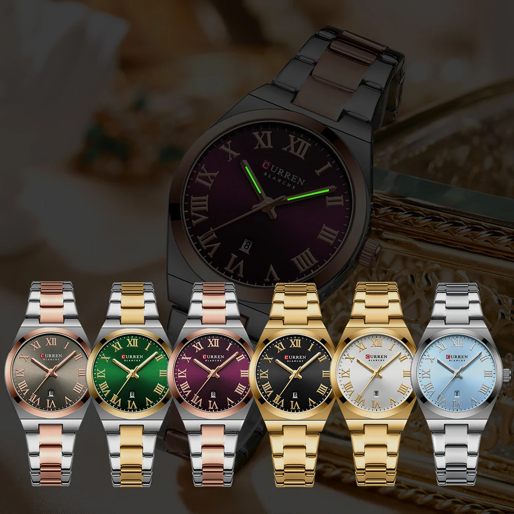 Elegant Ladies Watch, Waterproof Stainless Steel Analog Watch for Women with Date Function