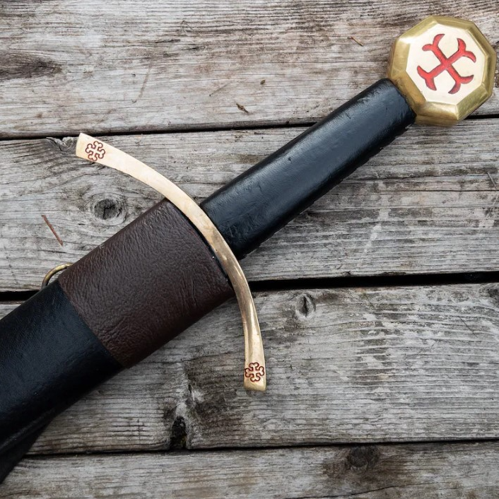 Templar Knights Medieval Historical Replica Decorative Sword with Brass accents Sacred Blade