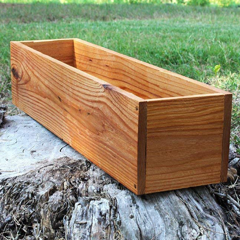 Rustic Wooden Planter Box for Succulents Decorative Outdoor Flower Pot