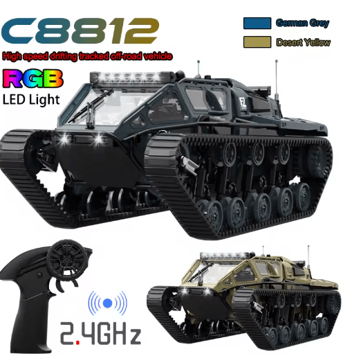 JJRC C8812 RC Tracked Tank LED Light Simulation Remote Control Off Road Vehicle