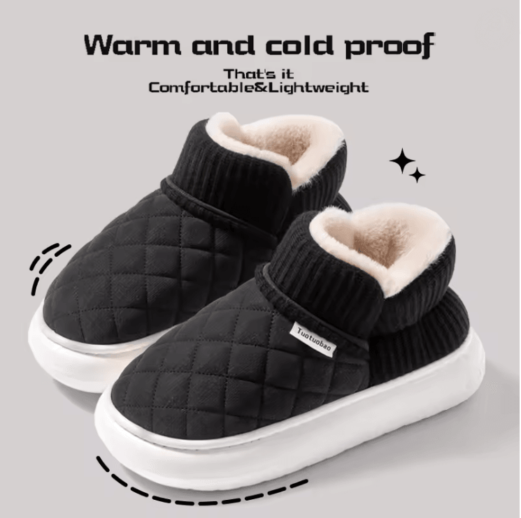 ThermaStep Thick Soled Anti Slip Winter Cotton Slippers with Fleece Lining
