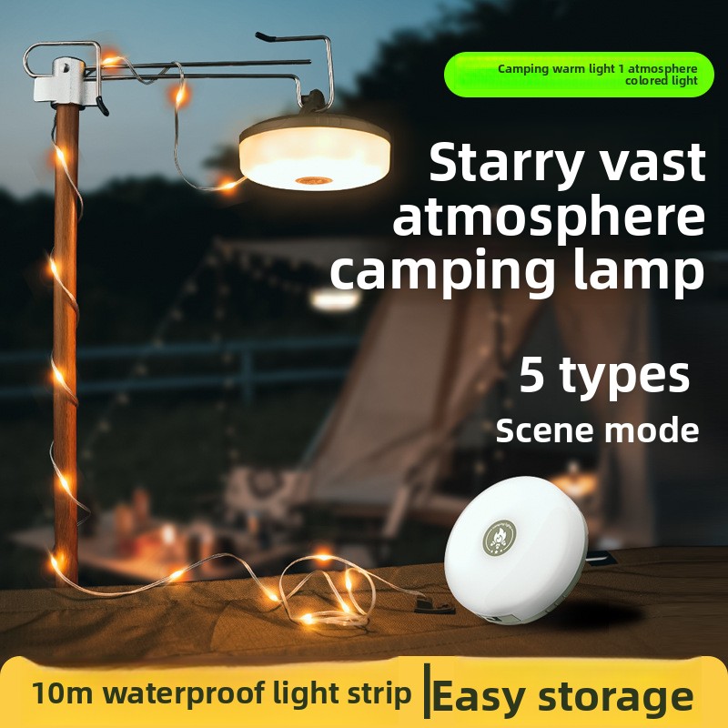 Rollable LED Garland Camping Light, Colorful LED String Lights for Party Tent, Festive Atmosphere Lighting