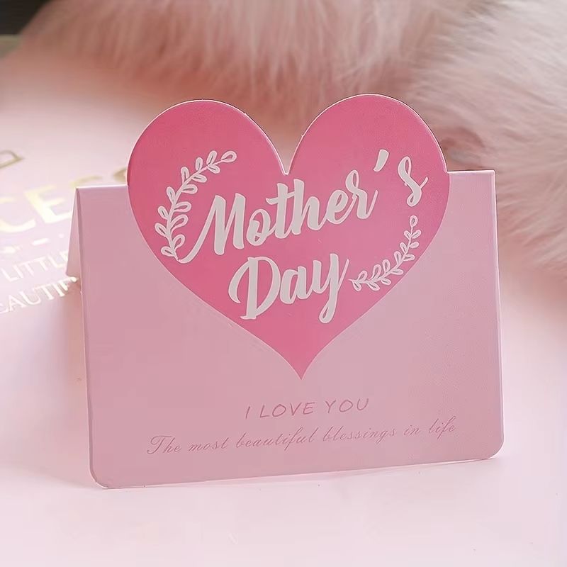 10PCS Greeting Card Set Happy Mother's Day and Heart-Shaped Father's Day Handwritten Blessing Cards