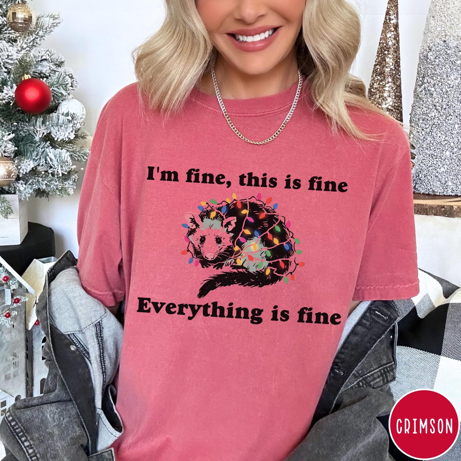 Everything is Fine Christmas Comfort Colors T-Shirt, I'm Fine This is Fine, Funny Christmas Shirt, Holiday Tshirt
