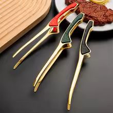 Stainless Steel Kitchen Serving Tongs Non Slip Grip Cooking Food Tongs