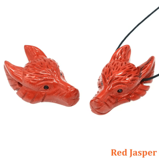 SpiritWolf Crystal Wolf Head Pendant – Hand-Carved Gemstone Necklace Charm