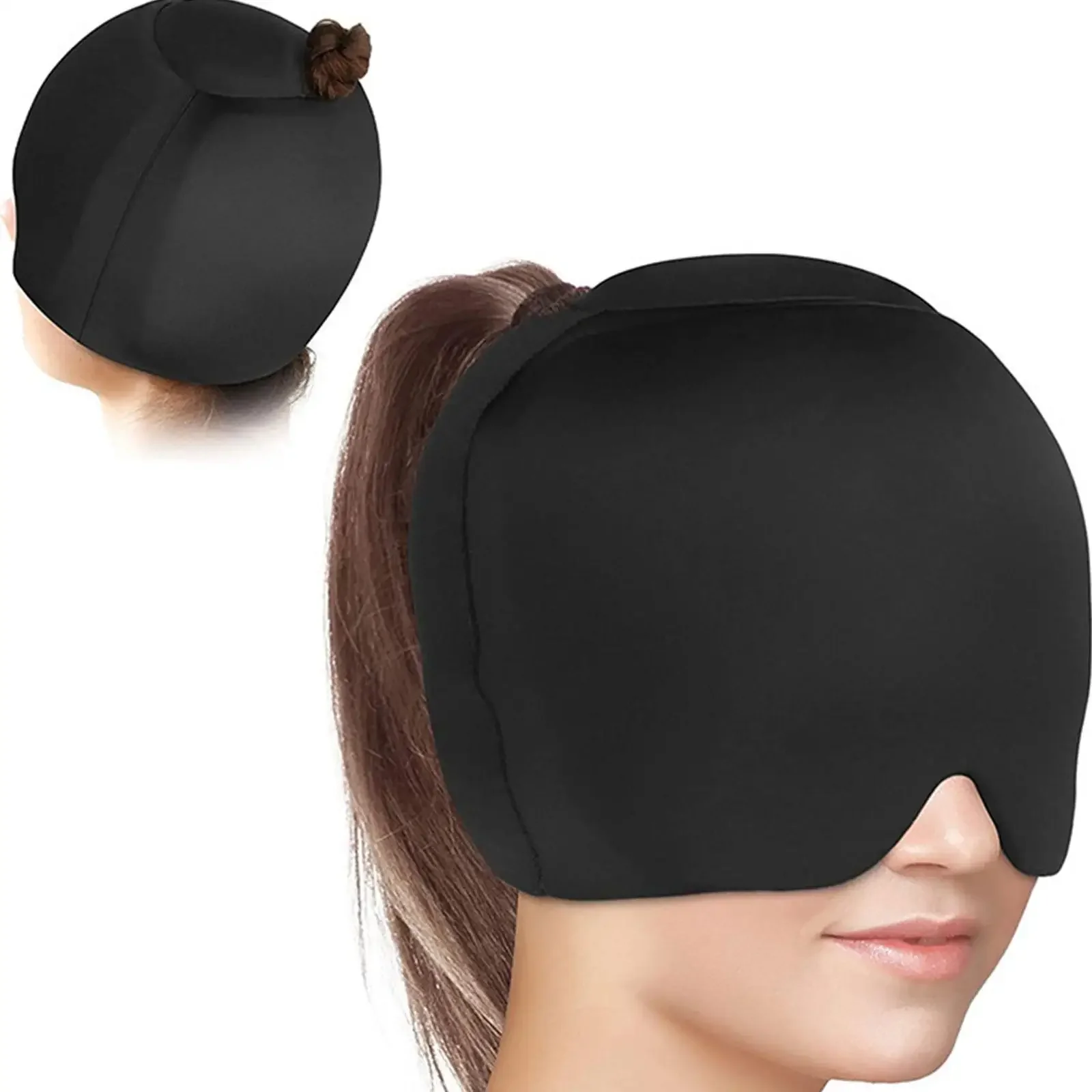 Migraine Headache Ice Cap Wrap with Light Blocking, Hot Cold Gel Hat Gel Ice Pack, Extra Top Gel Comfort